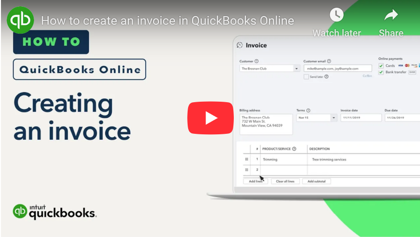 creating an invoice QB NSBDC creating an invoice Quickbooks